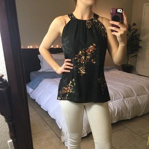 Black Floral Dress Top
